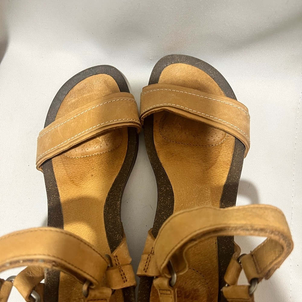 Teva Ysidro Stitch Leather Wedge Sandals Tan Size 7 Comfort Boho Summer - Picture 7 of 8